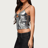 Rokko Cut Out Sequin Top