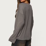 Oversized Semi Sheer Long Sleeve T Shirt