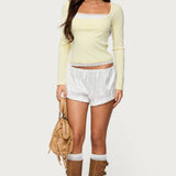 Joana Layered Lacey Henley Top