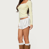 Joana Layered Lacey Henley Top