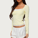 Joana Layered Lacey Henley Top