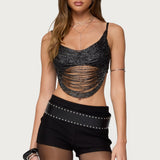 Ora Metallic Fringed Bra Top
