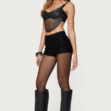 Ora Metallic Fringed Bra Top