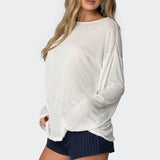 Oversized Semi Sheer Long Sleeve T Shirt