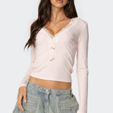 Madeline Lace Trim Ribbed Top