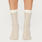 Contrast Fuzzy Cable Knit Socks