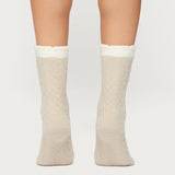 Contrast Fuzzy Cable Knit Socks