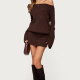 Off Shoulder Sequin Knit Mini Dress