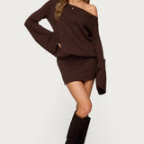 Off Shoulder Sequin Knit Mini Dress