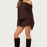 Off Shoulder Sequin Knit Mini Dress