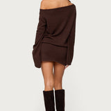 Off Shoulder Sequin Knit Mini Dress