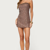 Sequin Lace Backless Mini Dress