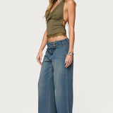 Layered Lacey Cowl Neck Halter Top