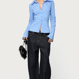Pinstripe Tailored Button Up Shirt
