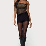 Fia Rhinestone Strapless Lace Top