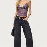 Sequin Layered Bra Cowl Neck Top