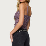 Sequin Layered Bra Cowl Neck Top