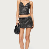 Jenny Beaded Mesh Mini Skirt