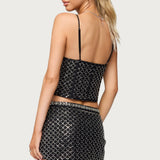 Jenny Beaded Mesh Boned Top
