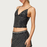Jenny Beaded Mesh Boned Top