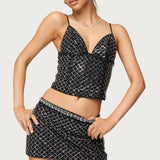 Jenny Beaded Mesh Boned Top