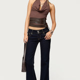 Buckle Cowl Neck Backless Top