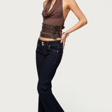 Buckle Cowl Neck Backless Top