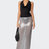 Backless Cowl Neck Bodysuit