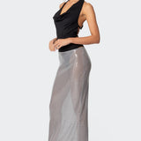 Backless Cowl Neck Bodysuit