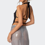 Backless Cowl Neck Bodysuit