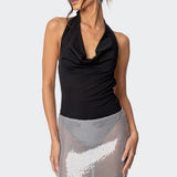 Backless Cowl Neck Bodysuit