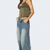 Blanca Satin Effect Lace Trim Tank Top