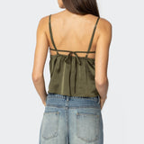 Blanca Satin Effect Lace Trim Tank Top