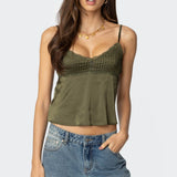 Blanca Satin Effect Lace Trim Tank Top