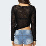 Sheer Loose Knit Asymmetric Top