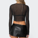 Marly Sheer Shimmer Sequin Top