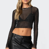 Marly Sheer Shimmer Sequin Top