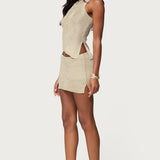Goldy Metallic Knit Mini Skort
