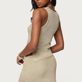 Goldy Asymmetric Metallic Knit Top