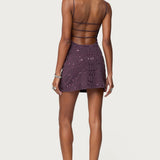 Stefanie Rhinestone Backless Mini Dress