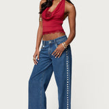 Layered Lacey Cowl Neck Halter Top