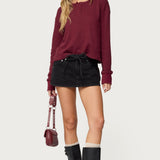 Deni Long Sleeve Henley Waffle Top