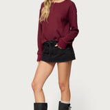 Deni Long Sleeve Henley Waffle Top