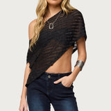 Loma Asymmetric Off Shoulder Knit Poncho