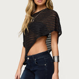 Loma Asymmetric Off Shoulder Knit Poncho