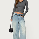 Damson Striped Hooded Henley Top