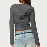 Damson Striped Hooded Henley Top