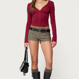 Charla V Neck Button Up Top