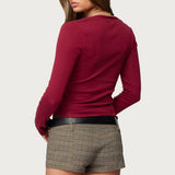 Charla V Neck Button Up Top