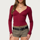 Charla V Neck Button Up Top